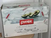 New Pyrex Accents Collection 4-Piece Glass Prep & Bakeware Set NIB