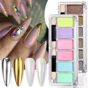 6 Grid Nail Glitter Metallic Nail Powder Colorful Mirror Chrome Dust Pigment DIY