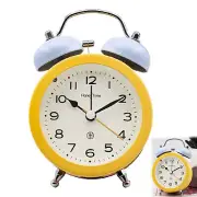 Mini Metal Bell Alarm Clock Loud Clocks Vintage Bedside Table with Night Light