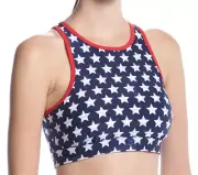 Tommy Hilfiger Padded Sports Bra Blue White Red American Flag NWT A2