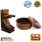 Wood Stand for Safety Razor Straight Razor and Shaving Brush + Wooden Mug Cup