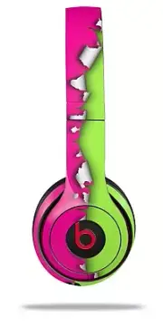 Skin Wrap for Beats Solo Wireless 2 3 4 Ripped Colors Hot Pink Green SKIN ONLY