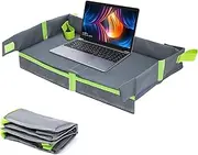 Foldable Travel Tray for Kids - Portable Dining Board, Backseat Activity | Airplane Snack Play Tray Station, Lightweight Cup Toy Holder for Car Seat Entertainment Road Trip Use