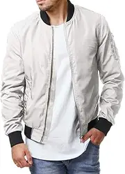 [Enjoybuy] Mens Bomber Jacket Casual Zip Up Lightweight Varsity Slim Fit Windbreaker Softshell Spring Sportswear Jackets Coat