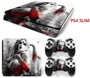 PS4 Slim Harley Quinn Console & 2 Controllers Decal Vinyl Art Skin Wrap