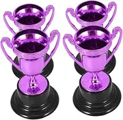 4pcs Mini Trophy Mini Trophies Mini Tournaments Trophy Trophies for Games Sports Trophies Party Favors Tiny Trophy Ceremony Award Trophy Soccer Trophy Plastic Purple Generic