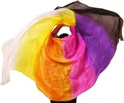 [CekoCk] Sequin Skirt，Belly Dancer Skirt, Dance Ribbons,Silk Fans,Women Belly Dance Silk Performance Props Tie-Dye 250 * 114Cm Belly Dance Silk Veils Vertical