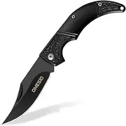 Omesio Pocket Knife Mini 3.34 inch Small Two-Handed Folding Knife Two-Handed Knife Keychain Knife Outdoor Sharp Black