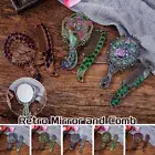 Retro Handle Mirror Princess Portable Mirror Metal Makeup Compact Comb Mirror