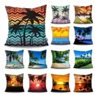 Beach coconut Cushion Cover Polyester Throw Pillow Case Sunset beach Pillowcase