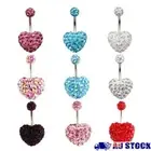 Gem Button Jewellery Body Piercing Navel Rings Fake Belly Ring Heart Belly Bar