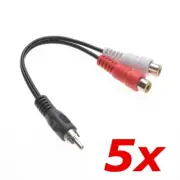 5 PACK - RCA Male Plug to Dual Female Stereo Jacks Y Splitter Cable Adapter 6"