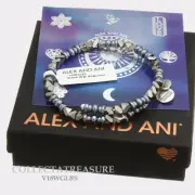 Authentic Alex and Ani Glimmer Wrap, Metallic Blue Beaded Bangle