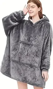 eBoutik - Women's Fleeced Wearable Blanket Top Dressing Gown - Teddy Faux Fur - Warm, Cosy, Soft & Fluffy Microfiber Fleece Sherpa Flannel Design