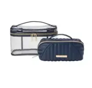 Tartan & Twine 2PC Luxe Caviar Train Case Set Sleek Black Color