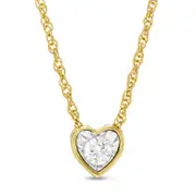 0.17 CT. Natural Clarity Enhanced Solitaire Heart-Shaped Pendant in 10K Yellow Gold