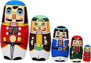TIDTALEO 5pcs Christmas Nutcracker Nesting Dolls Decorative Russian Stacking Dolls for Home Office Figures for Festive Decor