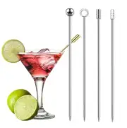 8 Stainless Steel Cocktail Picks – Martini Olive Toothpicks for Drinks & Garnish