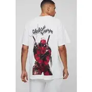 Mens White Oversized Deadpool License Print T-Shirt