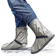 Waterproof Shoe Covers Hard Sole, Reusable & Foldable Rain Boot Shoe Cover with Zipper,Non-Slip Rain Boot for Men Women (Brown, X-Large)