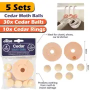 NEW 40PC Cedar Moth Balls & Rings Repellent Wardrobe Drawer Mothballs Protect