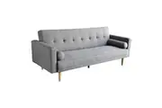 Sarantino 3 Seater Linen Sofa Bed Couch with Pillows - Light Grey