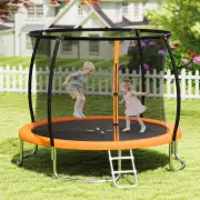 Costway10FT Outdoor Trampoline with Safety Enclosure Net-Orange