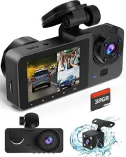 Dash Camera for Cars,4K Full UHD Car Camera Front Rear with 32GB Card,Built-i...