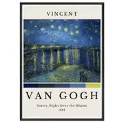Galrie Vincent van Gogh Starry Night Over the Rhone -Iconic Post-Impressionist Art Print, Black Frame, 70 x 100cm (28 x 40inch)