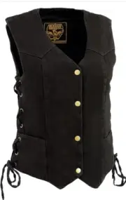Milwaukee Leather Sz Medium Women’s Side Lace4 Snap Front Motorcycle Rider Vest