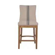 [Florabelle Living] Oakwood Hamptons Counter Chair Natural/Blue Stripe W/ Studs