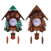 Clock Wall Clock 12 Music Quartz Movement Wood Carved Swing Living Room Office