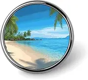 [FZMVSQH] Hawaiian Beach with Palm Trees Printed Round Button Pin Badges Metal Pinback Buttons 1 Inch Pins for Hat Shirt Clothing Bags Decoration, Circular, Aluminum