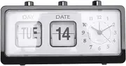 MEOXPAZ Mechanical Alarm Clock Novelty Flip Clock Desktop Digital Clock with Calendar Clock Home Decor Retro Decor,Black
