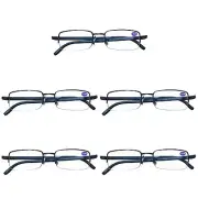 5 Pairs Mens Metal Frame Rectangle Half Frame Reading Glasses Classic Readers