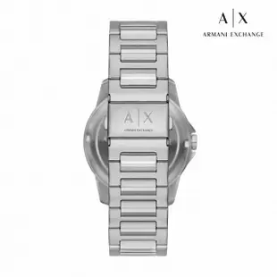 【A|X Armani Exchange 官方直營】Banks 煙霧月球漫步三眼月相手錶 銀色不鏽鋼鍊帶 44MM AX1736