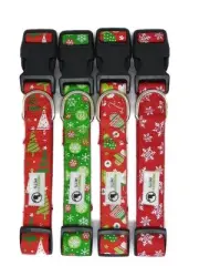 Adjustable Christmas Dog Collar Small Red Xmas Trees Holiday Pet Accessory