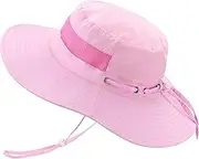 [HONGTEYA] Kids Sun Hat Toddler Summer UV Protection Adjustable Kids Beach Hat with Breathable Mesh for Girls 2-8 Years, Pink, 2-8 Years, Pink, 2-8 Years