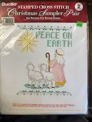 NEW Bucilla 64404 Christmas SAMPLER Pair 8”x10" Cross Stitch Shepherds & Manger
