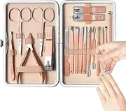 Nail Grooming Kit - Set Of 18 Travel Manicure Set,Stainless Steel Multifunctional Professional Personal Care Set With Case For Travel