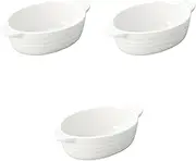 Set of 3, White Au Gratin M, 6.9 x 4.3 x 1.8 inches (17.5 x 11 x 4.5 cm) | Ceramic Au Gratin Dish (Setomonohonpo)