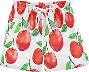 [RPLIFE] Boy Swim Trunks, Anti-Chafe Swim Trunks Boys 2 T, Watercolor Red Apples White