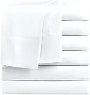 FreshCulture Queen Flat Sheets Only, Pack of 6, Soft Microfiber Bedding Sheets for Home, Salons, Hotels, Bulk Flat Sheets Only Queen Size (White)