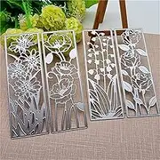 4 Pieces Background Flower Frame Metal Cutting Dies 3D Rectangle Flower Dies Leaves Shape Embossing Scrapbooking Dies Cuts Stencil for DIY Scrapbooking Bookmark Album Decoration Card Making