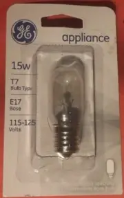 GE 15 Watt Appliance Bulb No 35153, G E Lighting T7 E17 Base 15w 115-125 Volts