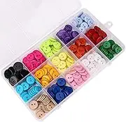 300pcs 5/8 Inch(15mm) Multi Colors Buttons 15 Colors Assorted Buttons 2 Holes Resin Button for Sewing and DIY Crafts with Plastic Box(Each Color 23 pcs)
