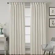 Smarcute Linen Curtains Natural Linen Semi Sheer Blended Curtains Tab Top Window Treatments Panels Drapes for Living Room, Elegant Light Filtering Curtains (Set of 2, W132cm x D243cm，Angora)