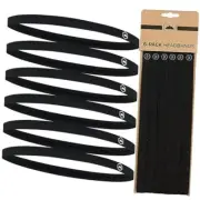Thin Elastic Sports Headbands for Women & Men, Workout, Running, 6 Black