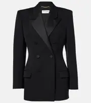 [Saint Laurent] Saint Laurent Wool grain de poudre tuxedo jacket UK 12 black