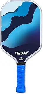 Friday Pickleball Paddle, USA Pickleball Approved, Durable Carbon Fiber, Thermoformed Unibody Design, Honeycomb Core, Gritty Surface for Spin